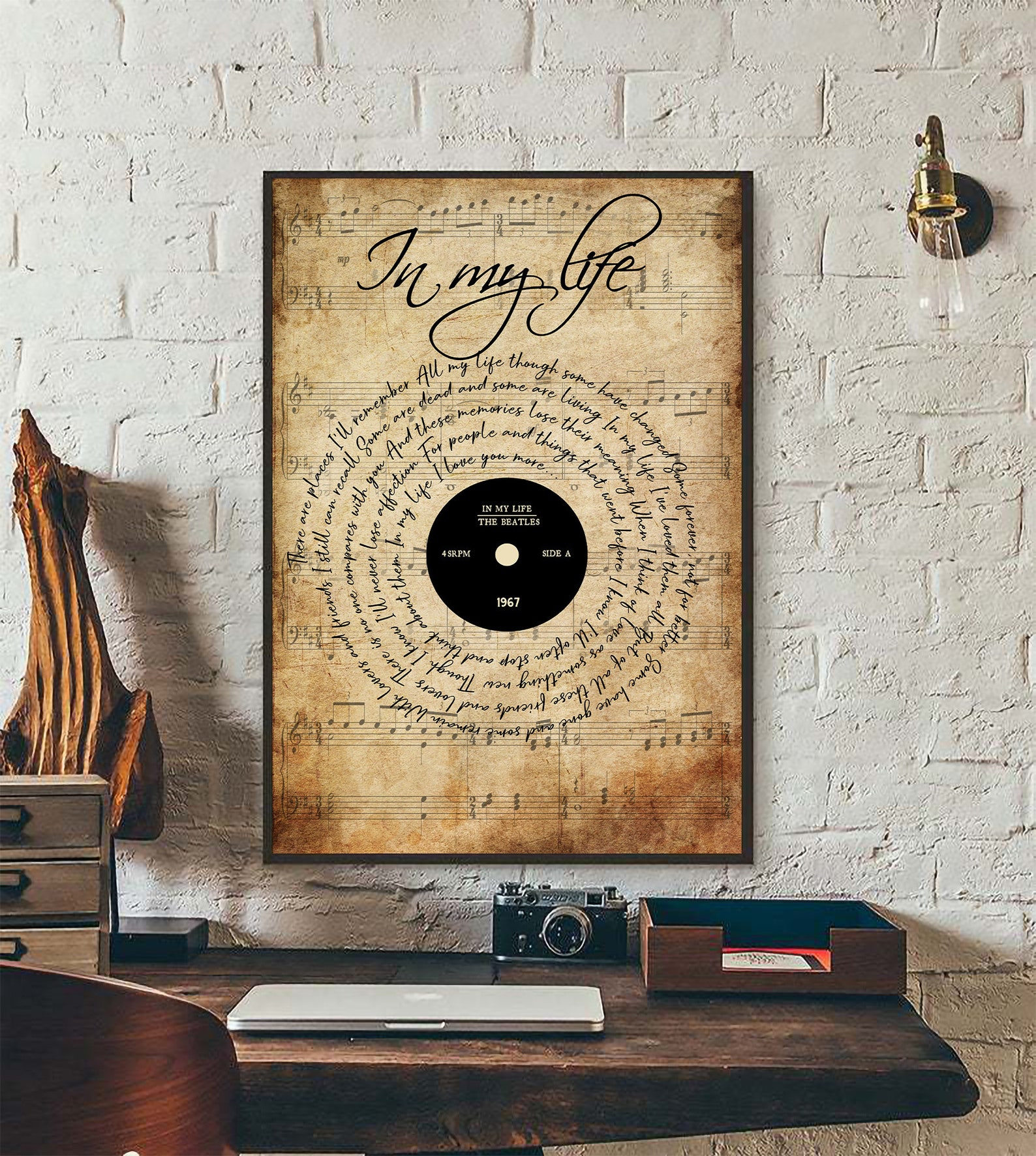 The Beatles In My Life Lyrics Poster Vinyl Art Prints Song Etsy