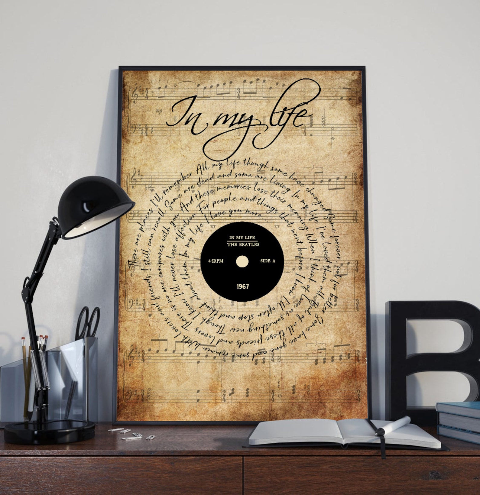 The Beatles In My Life Lyrics Poster Vinyl Art Prints Song Etsy