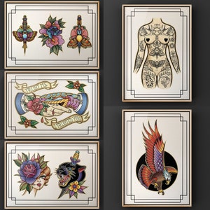 TOP SELLING BUNDLE Traditional Tattoo Prints Bundle A3 A4