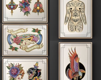 TOP SELLING BUNDLE Traditional Tattoo Prints Bundle A3 A4