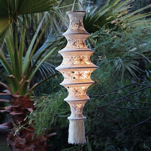 Crochet Lampshade Chandelier Romantic Off White Beige Cotton Boho Macrame Fringe Lace Light Globe Embroidery