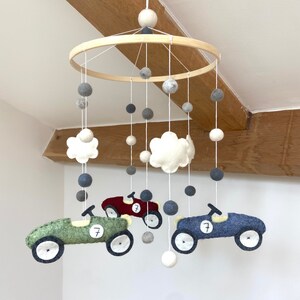 Car Baby Mobile, Vintage Racing Car Nursery Decor, NASCAR Made to Order
