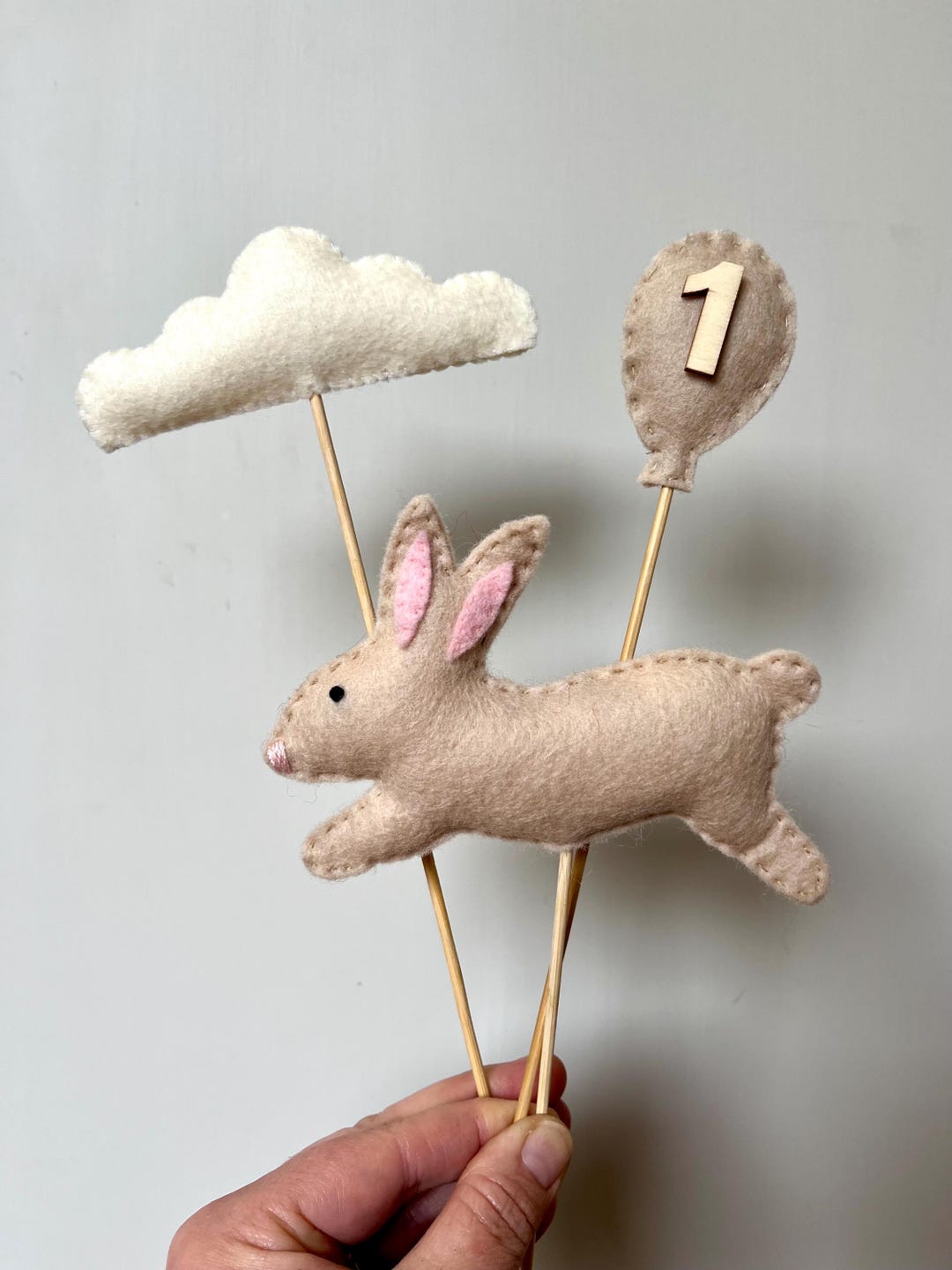 Rabbit Cake Topper, Baloon, Bunny Birthday Cake, Cake Decoration ...