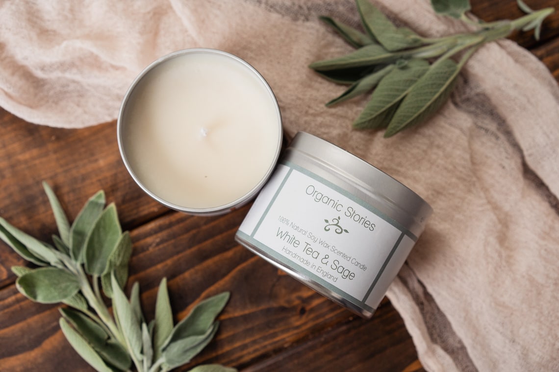 White Tea & Sage Handmade Soy Wax Scented Candle Hand Poured Etsy