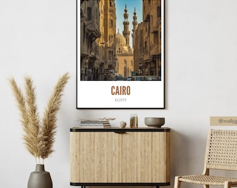 Cairo Travel Poster Egypt Print Mid Century Modern Wall Art Eclectic Decor Egyptian Art Africa Aesthetic Gift Digital Download 2:3