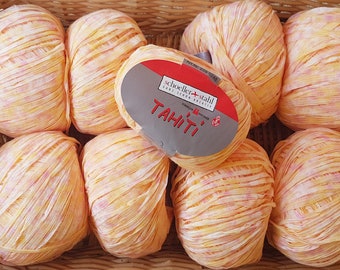 Sommergarn 9x50g TAHITI in Orange Rosé Batik-Effekt leichtes Sommer-Bändchen von Schöller+Stahl zum Stricken Häkeln Sommer-Mode