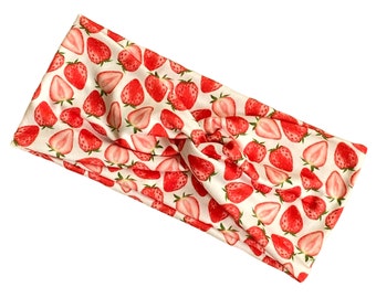 Strawberry Field Headband/Knotted Headband/ Turban Headband/ Nurse Headband/ Headband For Women/ Boho Headband/ Soft Headband/ Soft Headband