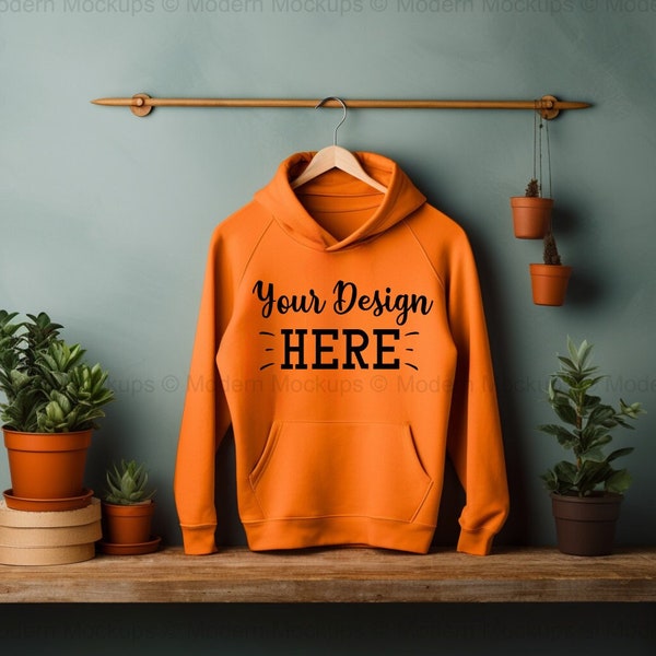 Orange Hoodie Boho Mockup, Hanging Hoodie Mockup, Hippie Bohemian Mocks, Hoodie Boho Mockup, Lifestyle Mockup, Sweatshirt Mockup