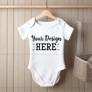 Hanging Baby Bodysuit Mockup, Hanging Onesie Mockup, White Baby Romper, Baby Mockup, White Onesie Mockup, Lifestyle Mockup, Digital Mockup