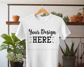 White Bella Canvas Mockup, Bella Canvas 3001 Mockup, Hanging T-shirt Mockup, Lifestyle Mockup, Botanical Mockups, Instant Download
