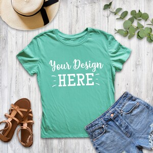Bella Canvas 3001 Heather kelly Flat Lay Mockup bella canvas 3001 heather mockup Flat Lay Bella Canvas mock up,T-shirt Mockup