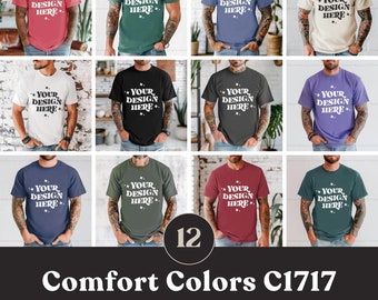 Comfort Colors C1717 T-Shirt Mockup Bundle | Male C1717 Tshirt Mock-up Bundle | Model Mockup | Mens Basic Simple CC 1717 Shirt Mock