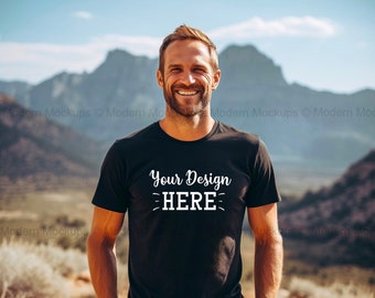 Men Black T-shirt Mockup, American Men Mockup, T-shirt Mockup, Male T-Shirt Mockup, Model Mockup, Shirt Mockup, Men’s Mockup,