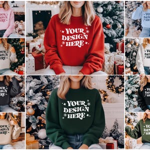 Gildan 18000 Mockup Bundle, Sweatshirt Crewneck Mockup Bundle Print On Demand, Apparel Mockup Bundle, Gildan Mockup Bundle Instant Download