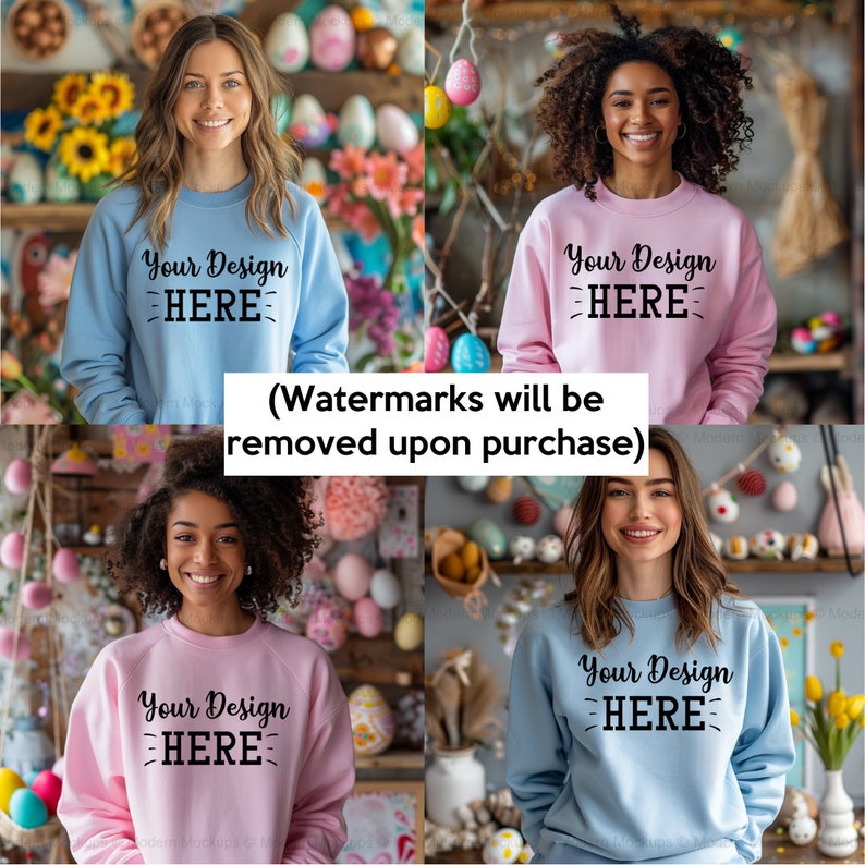 Farbiges Ostern Sweatshirt Mockup Bundle, Bella Canvas 3001 Farbiges Sweatshirt Mockup, Ostern Mockup, leeres Sweatshirt, Instant Download Bild 3