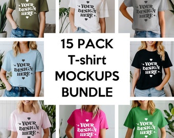 Gildan 5000 T-shirt Mockup Bundle, G500 T-Shirt Mockup Bundle, Model Mock, Neutral Simple Spring Summer Gildan 5000 Tee Shirt Mocks