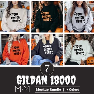 Gildan 18000 Halloween Mockup Bundle, G18000 Crewneck Thanksgiving Collection, Trendy Fall Shop Bundle, Popular Unisex Sweatshirt Mock-ups