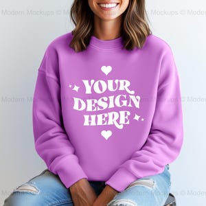 Comfort Colors 1466 Neon Violet Mockup, 1466 Mockup Neon Violet, Comfort Colors Sweatshirt Mockup, Lightweight Crewneck Mockup,Trendy Mockup