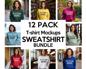 Sweatshirt Mockup Bundle, Brünett Sweatshirt Mockup, Sweatshirt Mocks, Sweatshirt Mädchen Mockup, Lifestyle Mockup, Sweatshirt Mockup