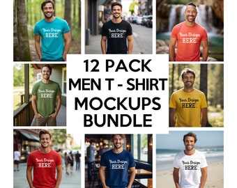 Männer Mockups Bundle, Bella Canvas 3001 Mockup Bundle, amerikanische Männer Mockups, T-Shirt Mockup, männliches T-Shirt Mockup, Modell Mockup, Herren Mockup,