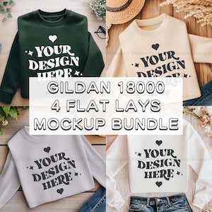 Gildan 18000 Mockup Bundle Green Gildan Mock up Bundle Sand Gildan Sweatshirt Mockup Gildan 18000 White Gildan Folded Sweatshirt Mock Ups