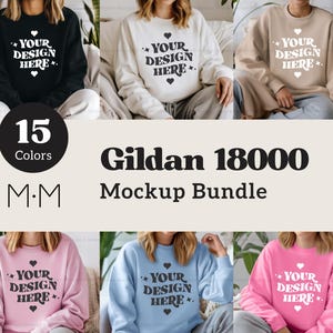 Gildan 18000 Sweatshirt Mockup Bundle | G180 Crewneck Mock-up Bundle | Model Mockup | Neutral Casual Simple Spring Gildan 18000 Mocks