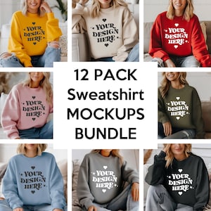 Gildan 18000 Sweatshirt Mockup Bundle, G180 Crewneck Mockup Bundle, Model Mockup, Neutral Casual Simple Fall Winter Gildan 18000 Mocks