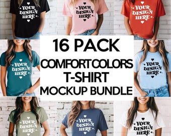 Comfort Colors C1717 Tshirt Mockup Bundle, Clothing Mock Up C1717 Shirt Mock-up Bundle, Tshirt Model for Mockups, Casual Shirt Template