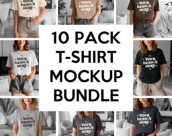 10 Colors Bella Canvas 3001 Mockups, TShirt Mockup Bundle, 3001 Bella Canvas Bundle, POD Mockup, Best Print on Demand T-Shirt Mockup Bundle