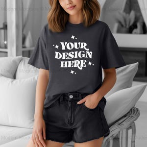 Dark Grey Heather Bella Canvas 3001 Mockup, TShirt Mockup, 3001 Bella Canvas, BC 3001, POD Mockup, Best Print on Demand T-Shirt Mockup
