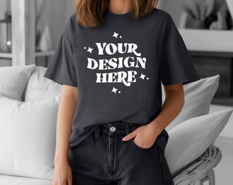 Dunkelgrau Heather Bella Canvas 3001 Mockup, TShirt Mockup, 3001 Bella Canvas, BC 3001, POD Mockup, Best Print on Demand T-Shirt Mockup