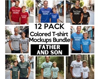 Father and Son Tshirt Mockup Bundle, Matching Tshirt Mockups, Tshirt Mockup Bundle, Father and Son Mockups, Model Mockup, Male Tshirt Mockup