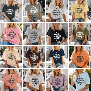 Bella Canvas 3001 Mockup Bundle, 3001 Tshirts Bundle, Bella Canvas Modell Mockup Bundle, Lifestyle Mockups, trendige Shirt Mocks