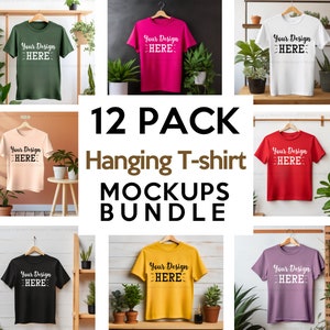 Wiszący T-shirt Bella Canvas Mockup, Bella Canvas 3001 Mockup, Wiszący T-shirt Mockup, Lifestyle Mockup, Botanical Mockups, Instant Download