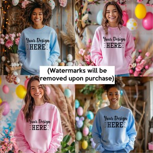 Farbiges Ostern Sweatshirt Mockup Bundle, Bella Canvas 3001 Farbiges Sweatshirt Mockup, Ostern Mockup, leeres Sweatshirt, Instant Download Bild 2