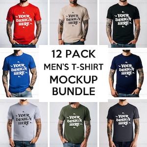 Gildan 5000 T-Shirt Mockup Bundle | Male G500 Tshirt Mock-up Bundle | Model Mockup | Mens Basic Simple Gildan 5000 Front Mockup
