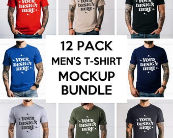 Gildan 5000 T-Shirt Mockup Bundle | Male G500 Tshirt Mock-up Bundle | Model Mockup | Mens Basic Simple Gildan 5000 Front Mockup