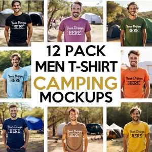 Men Mockups Bundle, Camping T-Shirt Bundle, Bella Canvas 3001 Mockup Bundle, American Men Mockups, Male T-shirt Mockup, Men Model Mockup