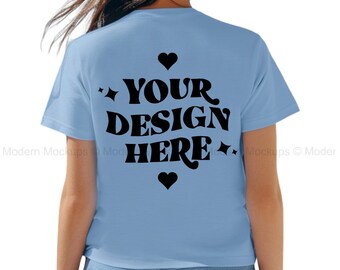 Baby Blue Bella Canvas 3001 Tshirt Back Mockup | BC 3001 Shirt Back View Mock-up | Real Model Mock | Minimal Back of T-Shirt Mockups