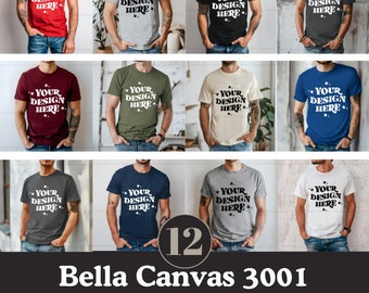 Bella Canvas 3001 T-Shirt Mockup Bundle | Male BC3001 TShirt Mock-up Bundle | Real Model Mockup | Mens Basic Simple Bella Canvas 3001 Mock