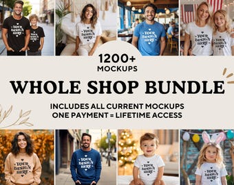 Whole Shop Mockup Bundle, Entire Shop Bundle, Full Access Shop Pass, Bella Canvas 3001 Bundle, Gildan 64000, Gildan 18000 Mockup Bundle Sale