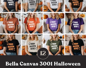 Bella Canvas 3001 Tshirt Halloween Mockup Bundle | BC 3001 T-Shirt Mock-up Bundle | Model Mock | Fun Trendy Spooky Fall Halloween Shirt Mock