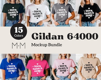 Gildan 64000 Tshirt Mockup Bundle | G640 T-Shirt Mock-up Bundle | Model Mock | Neutral Simple Spring Summer Gildan 640 Tee Shirt Mocks