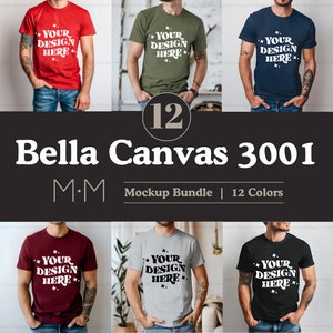 Modelbundel Bella Canvas 3001 T-shirt | Modelbundel T-shirt BC3001 heren | Mockup echt model | Eenvoudige eenvoudige Bella Canvas 3001 herenmodel