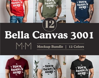 Bella Canvas 3001 T-Shirt Mockup Bundle | Male BC3001 TShirt Mock-up Bundle | Real Model Mockup | Mens Basic Simple Bella Canvas 3001 Mock