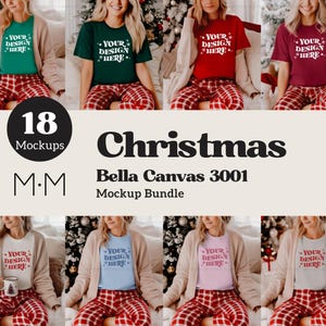 Bella Canvas 3001 Shirt Christmas Mockup Bundle | BC 3001 T-Shirt Mock-up Bundle | Model Mock | Cozy Casual Holiday Christmas Aesthetic