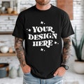 Comfort Colors C1717 Man Model Mockup Black Color, Comfort Colors 1717 T-shirt Mockup, Aesthetic Mock, Men Mockup Download, 1717 Mockup File