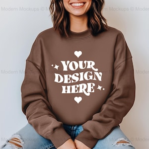 Comfort Colors 1466 Espresso Mockup, 1466 Mockup Espresso, Comfort Colors Sweatshirt Mockup, Lightweight Crewneck Mockup, Trendy Mockup
