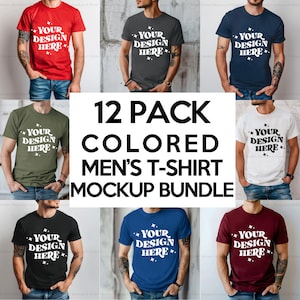 Bella Canvas 3001 T-Shirt Mockup Bundle | Male BC3001 TShirt Mock-up Bundle | Mens Basic Simple Bella Canvas 3001 Mock