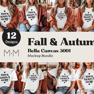 Bella Canvas 3001 Tshirt Mockup Bundle- Bella Canvas Shirt- White Shirt Mockup - Shirt Mockup- Halloween Mockup Bundle - Fall Mockup Bundle